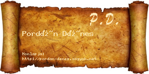 Pordán Dénes névjegykártya