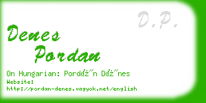 denes pordan business card